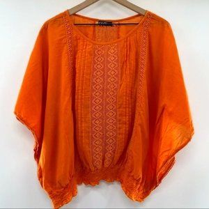 FYLO Orange Flowy Batwing Blouse